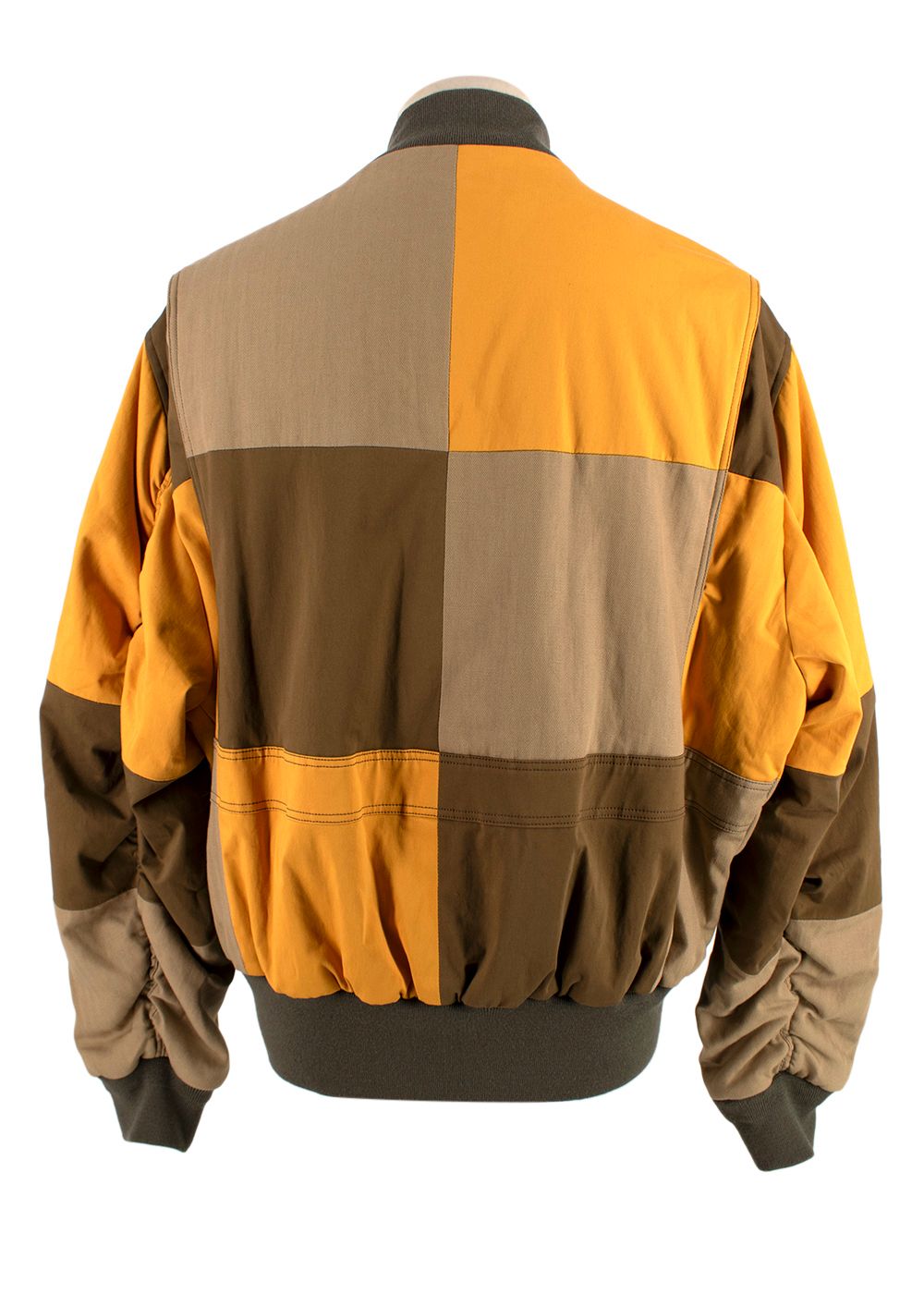 Men's Qasimi Yellow and Brown Patch Oversized Bomber Jacket Size L yellow brown cotton