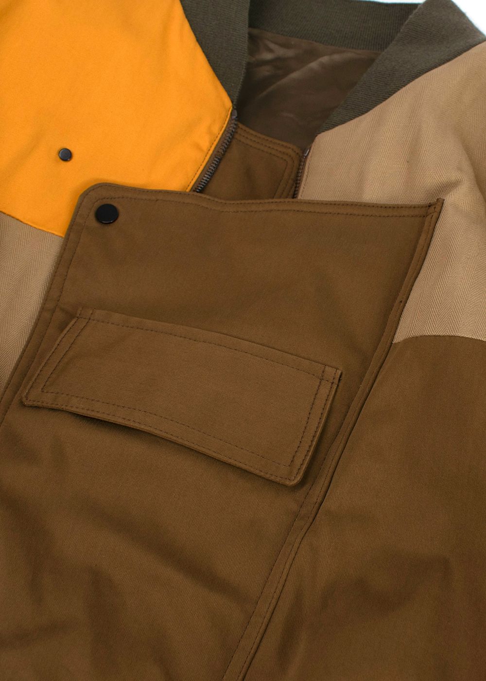 Men's Qasimi Yellow and Brown Patch Oversized Bomber Jacket Size L yellow brown cotton