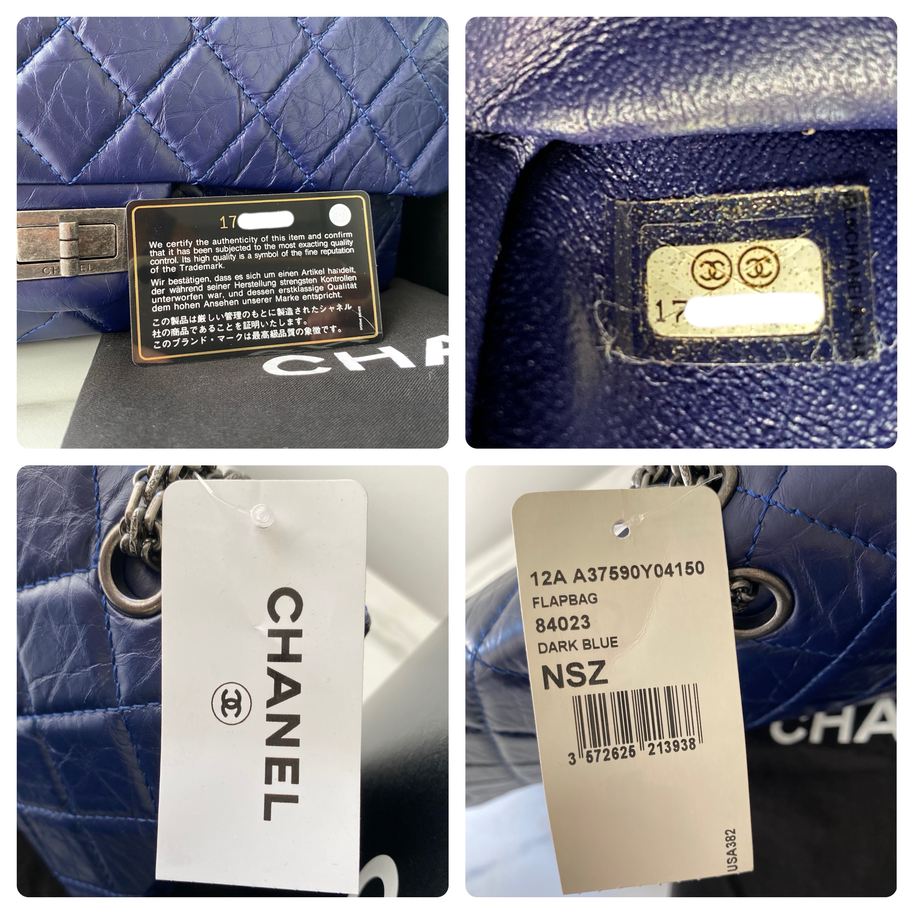 Chanel Blue Reissue 255 227 Flap Bag leather