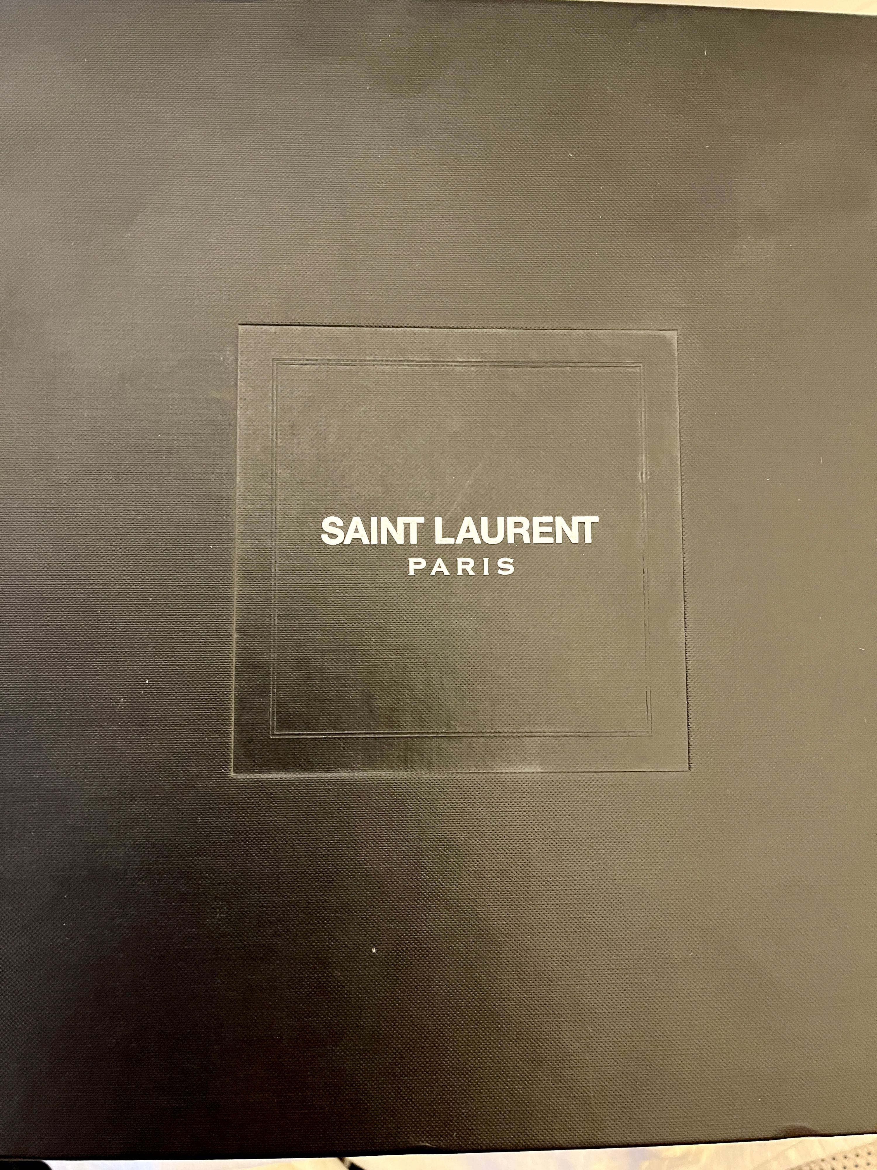 Saint Laurent Paris 110 Zip Detail Ankle Boots Size 37 Black with white inserts leather