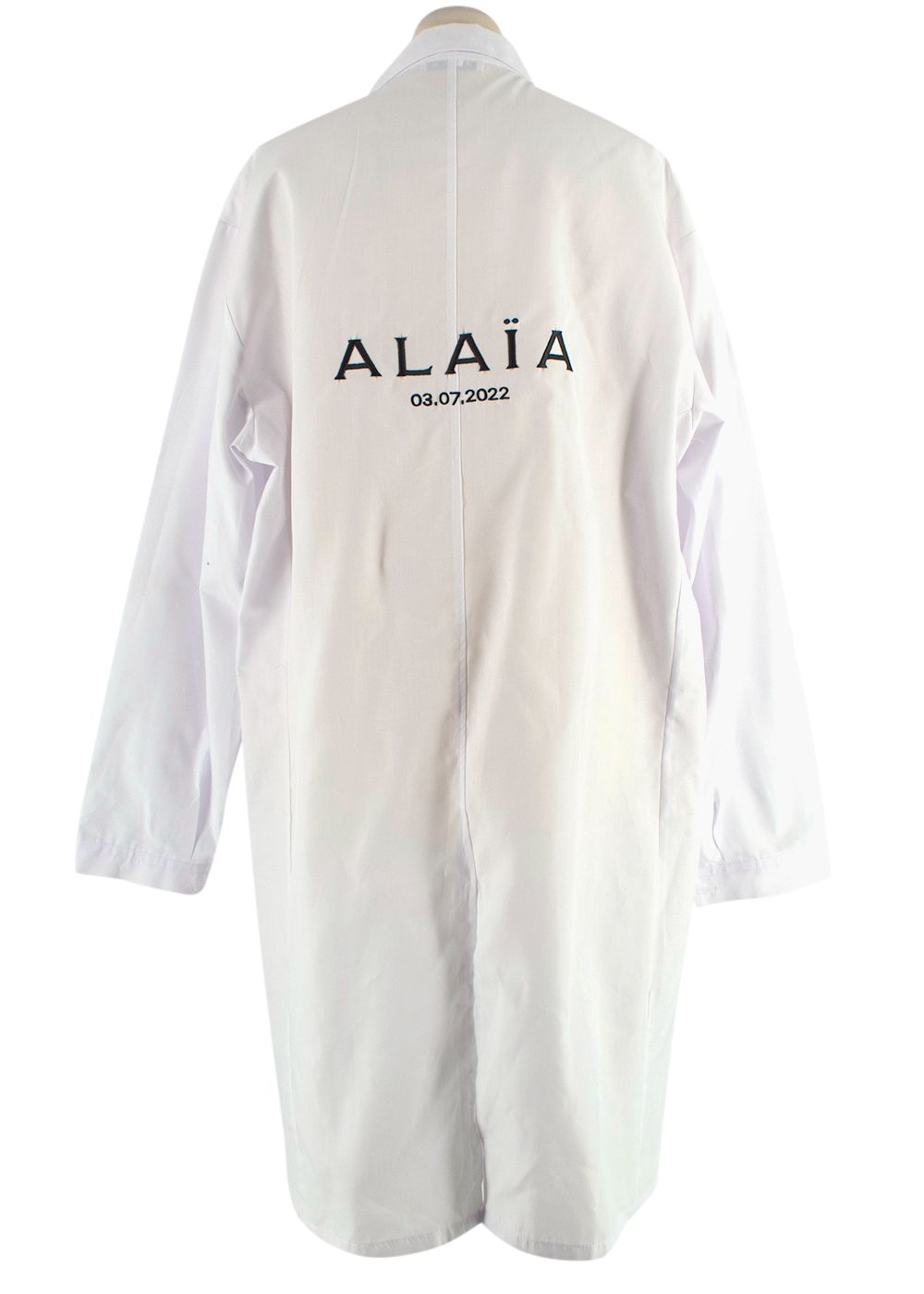 Men's Preowned Alaia Runway Show Invitiation White Cotton Atelier Lab Coat