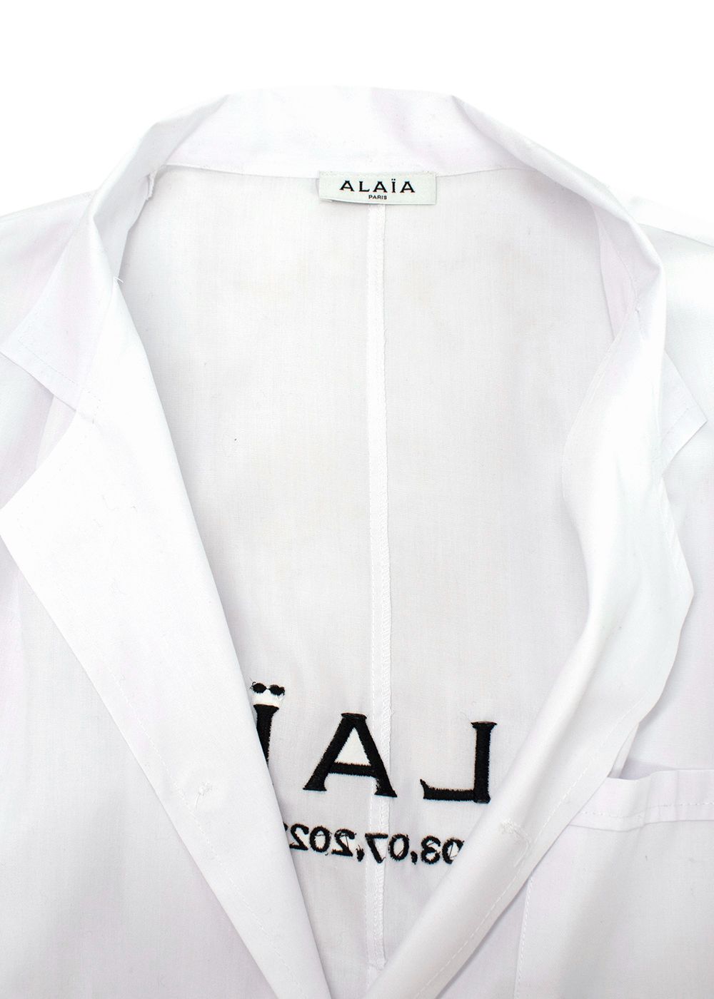 Men's Preowned Alaia Runway Show Invitiation White Cotton Atelier Lab Coat