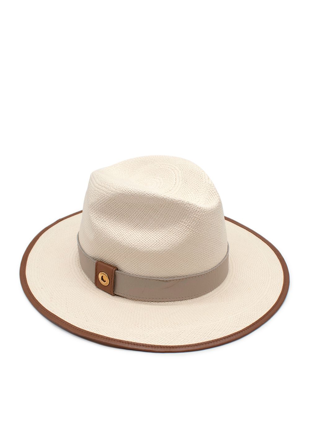 Preowned Loro Piana Mayser Cream Panama Hat Size S paglia straw