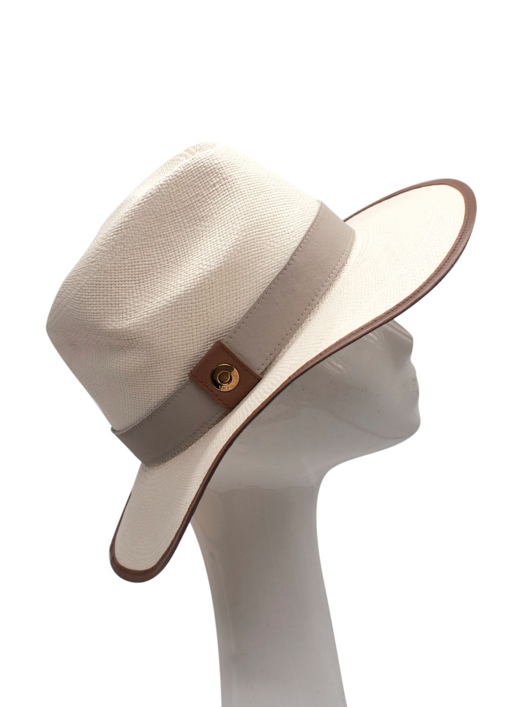 Preowned Loro Piana Mayser Cream Panama Hat Size S paglia straw