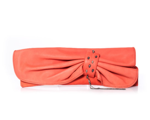 Maison Du Posh coral pink clutch leather