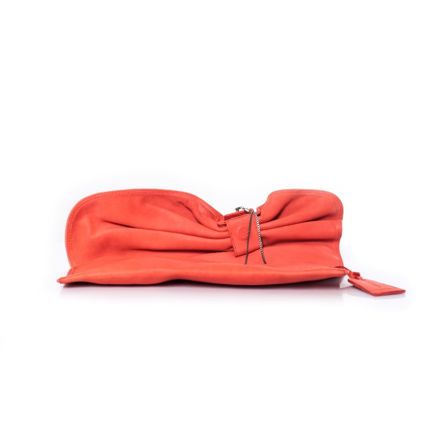 Maison Du Posh coral pink clutch leather