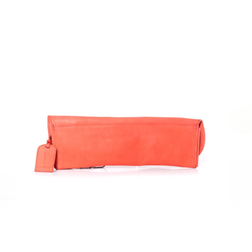 Maison Du Posh coral pink clutch leather