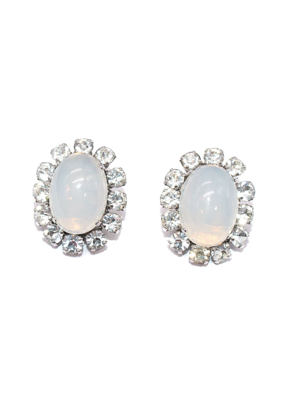 Dior Vintage Crystal Oval Clip-on Earrings