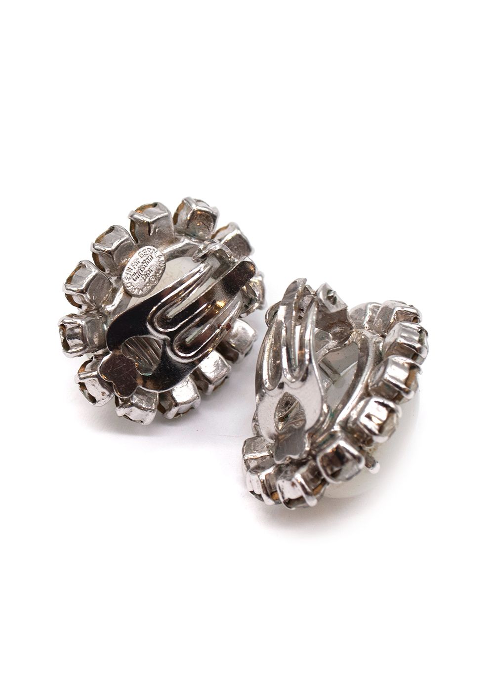 Dior Vintage Crystal Oval Clip-on Earrings