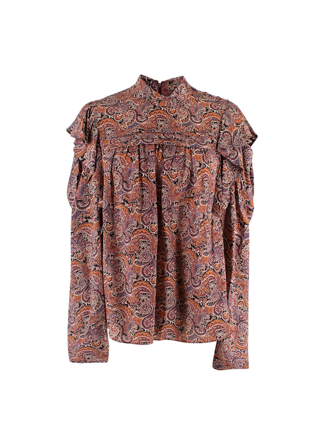 Ulla Johnson Multicoloured Paisley Printed Ruffled Blouse Size S Brown silk