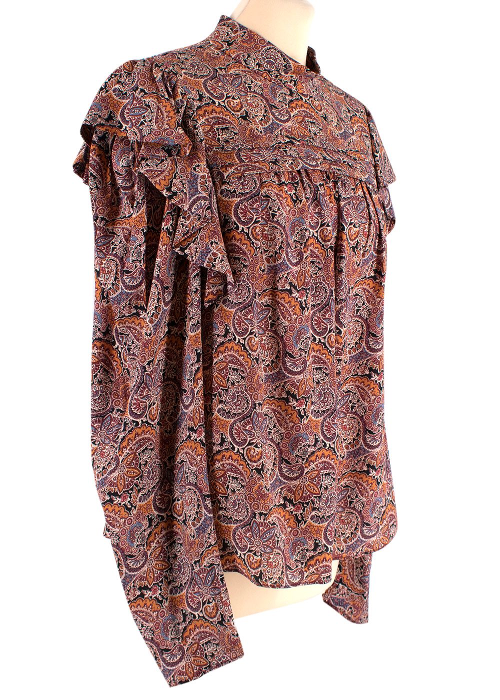 Ulla Johnson Multicoloured Paisley Printed Ruffled Blouse Size S Brown silk