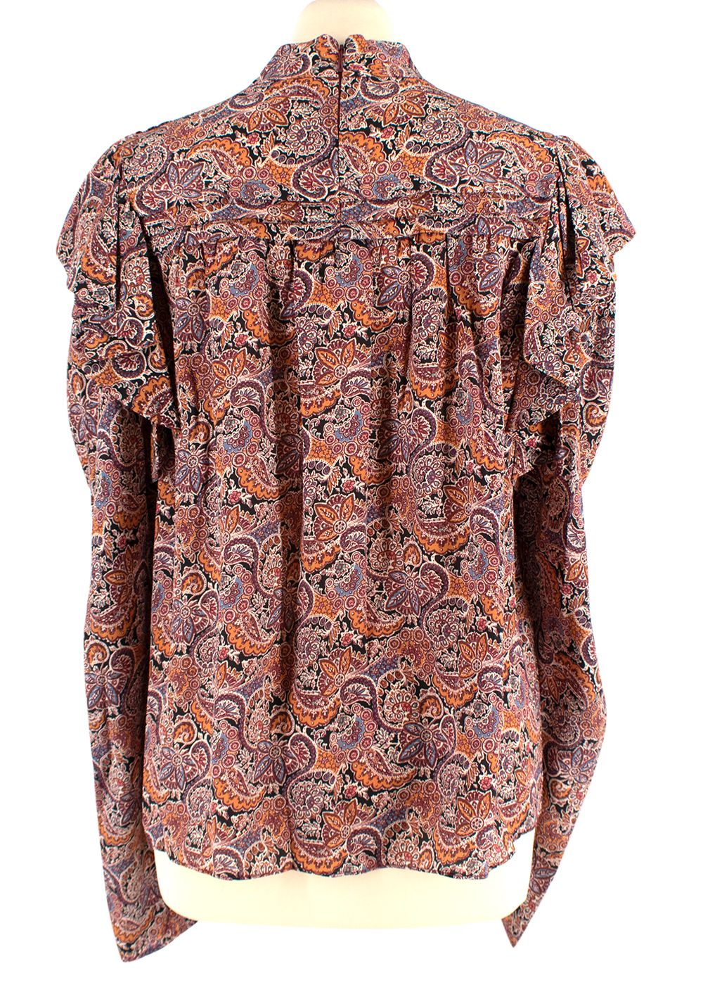 Ulla Johnson Multicoloured Paisley Printed Ruffled Blouse Size S Brown silk