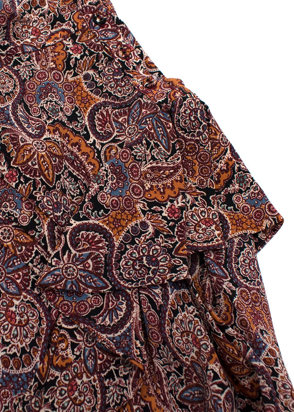 Ulla Johnson Multicoloured Paisley Printed Ruffled Blouse Size S Brown silk