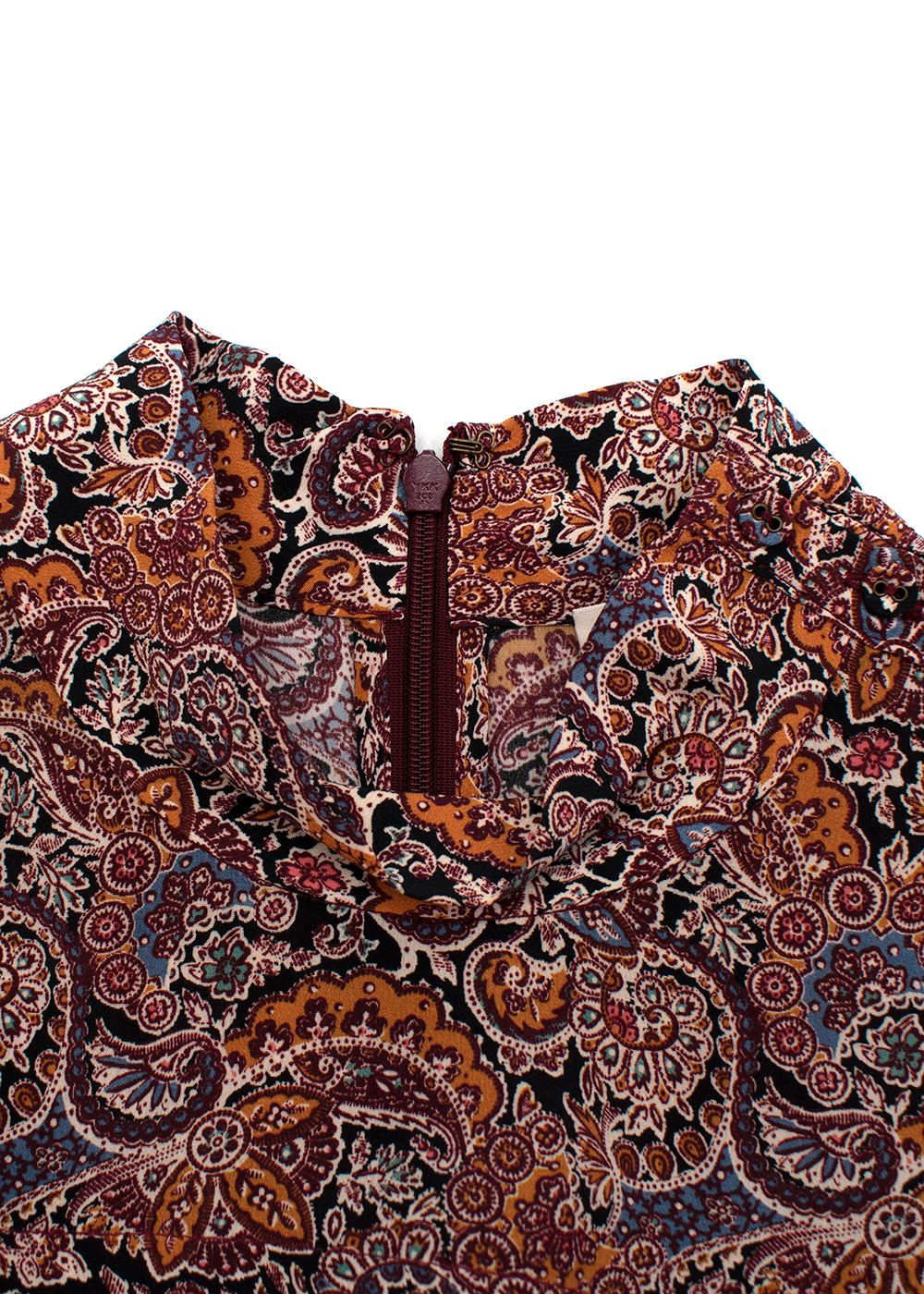 Ulla Johnson Multicoloured Paisley Printed Ruffled Blouse Size S Brown silk