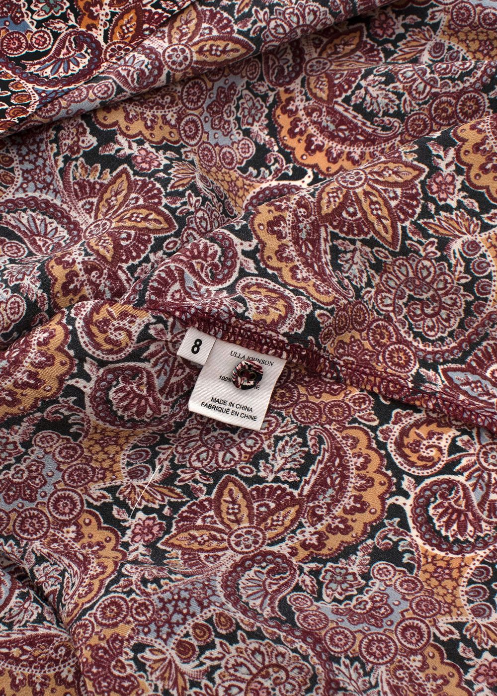 Ulla Johnson Multicoloured Paisley Printed Ruffled Blouse Size S Brown silk