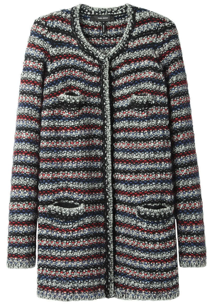 Preowned Isabel Marant Barney Boucle Knit Cardigan Size M Stripes wool