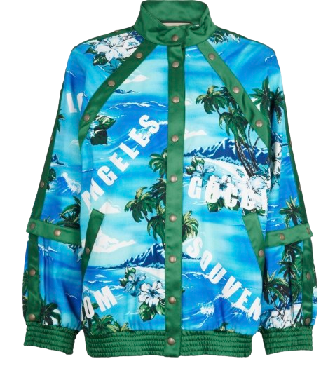 Gucci Tropical Print Bomber Jacket with Detachable Sleeves Size XS