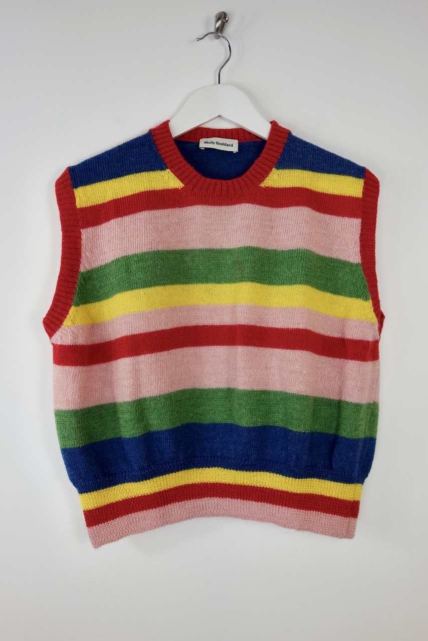 Preowned Molly Goddard Rainbow Striped Lambswool Vest Size M Multicoloured