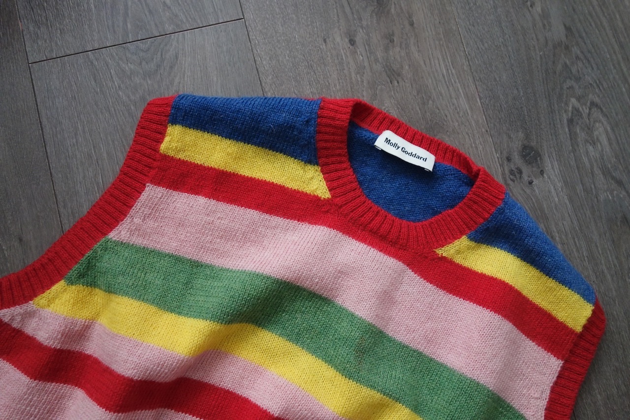 Preowned Molly Goddard Rainbow Striped Lambswool Vest Size M Multicoloured