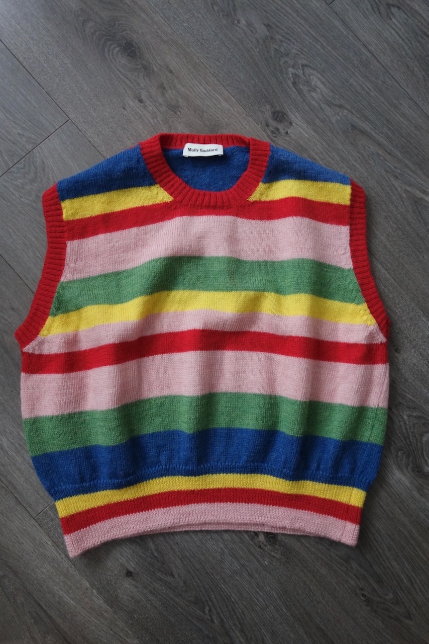 Preowned Molly Goddard Rainbow Striped Lambswool Vest Size M Multicoloured