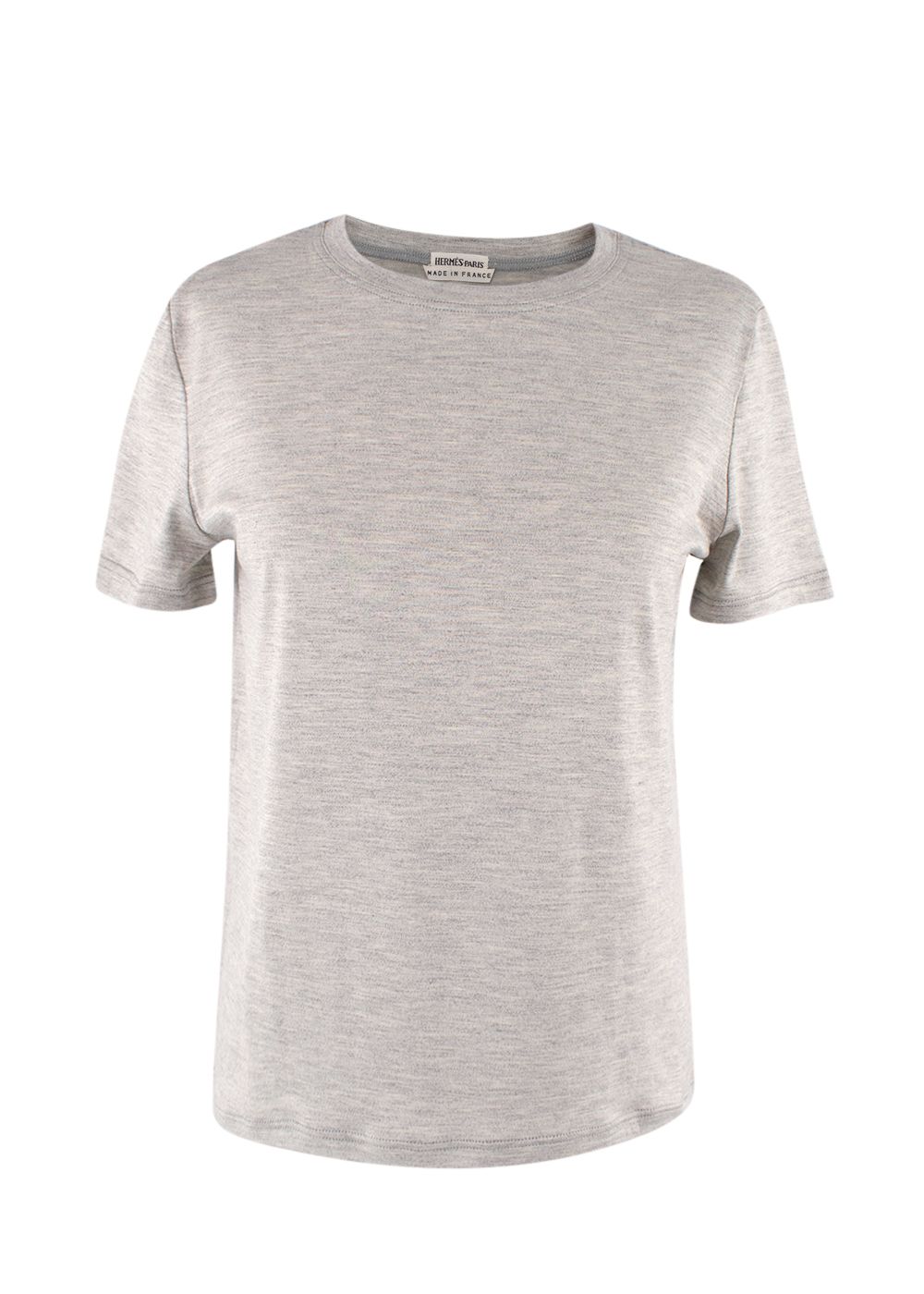 Hermes Light Grey Silk T-Shirt Size M