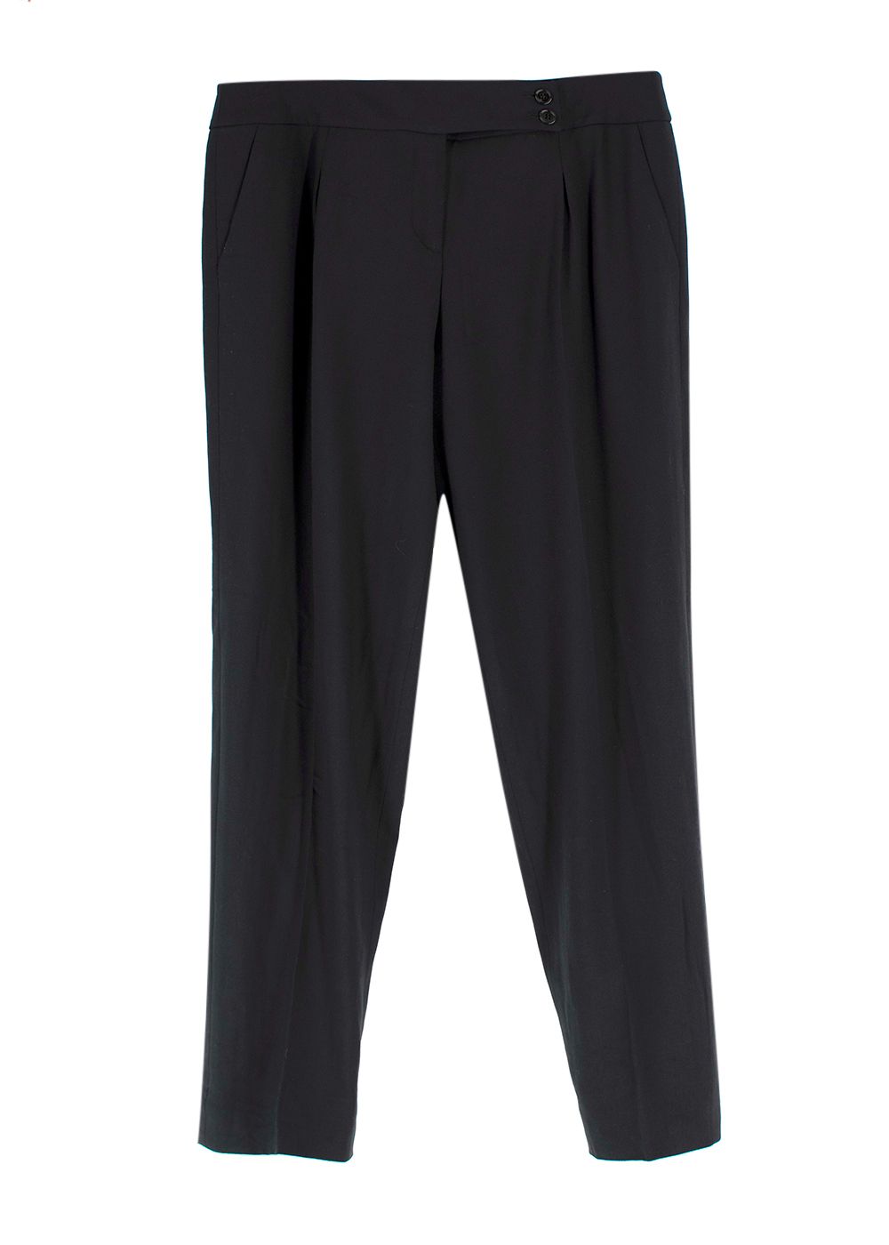 Giorgio Armani Black Tailored Wool-Blend Trousers Size M viscose/virgin wool/elastane