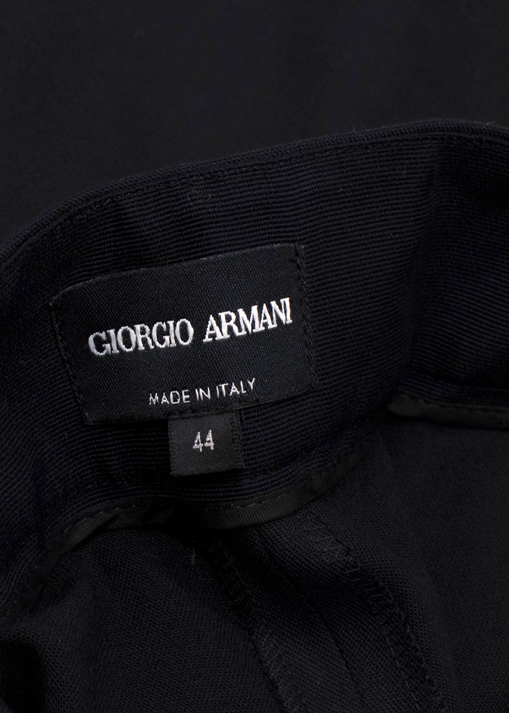 Giorgio Armani Black Tailored Wool-Blend Trousers Size M viscose/virgin wool/elastane