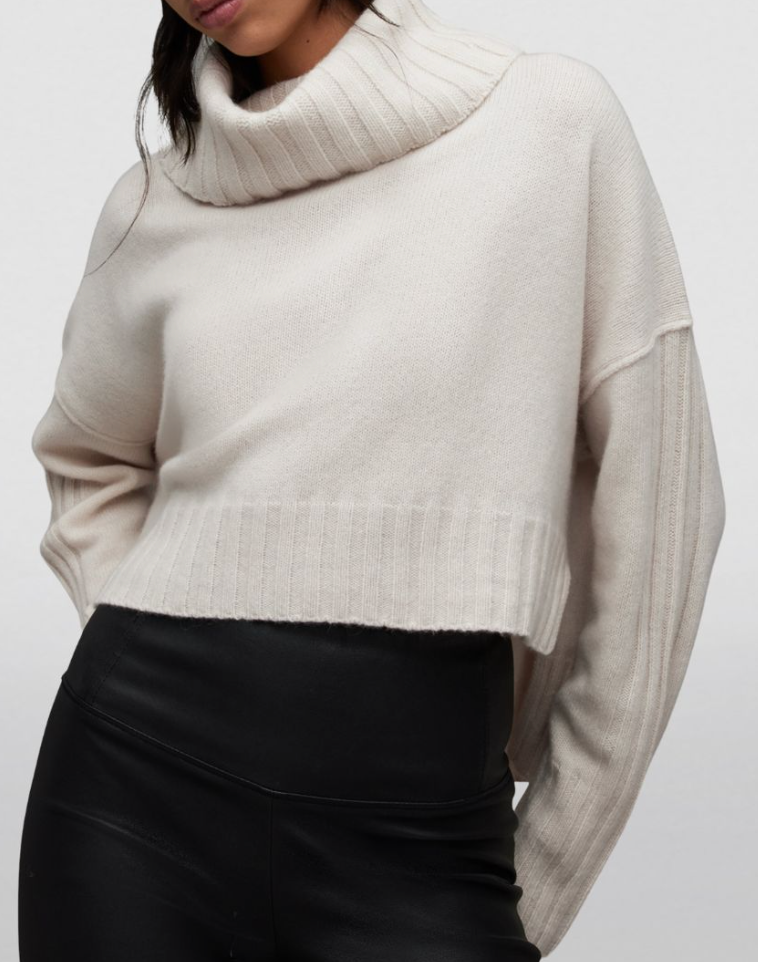 Allsaints Cream Cashmere Akira Rollneck Sweater Size L