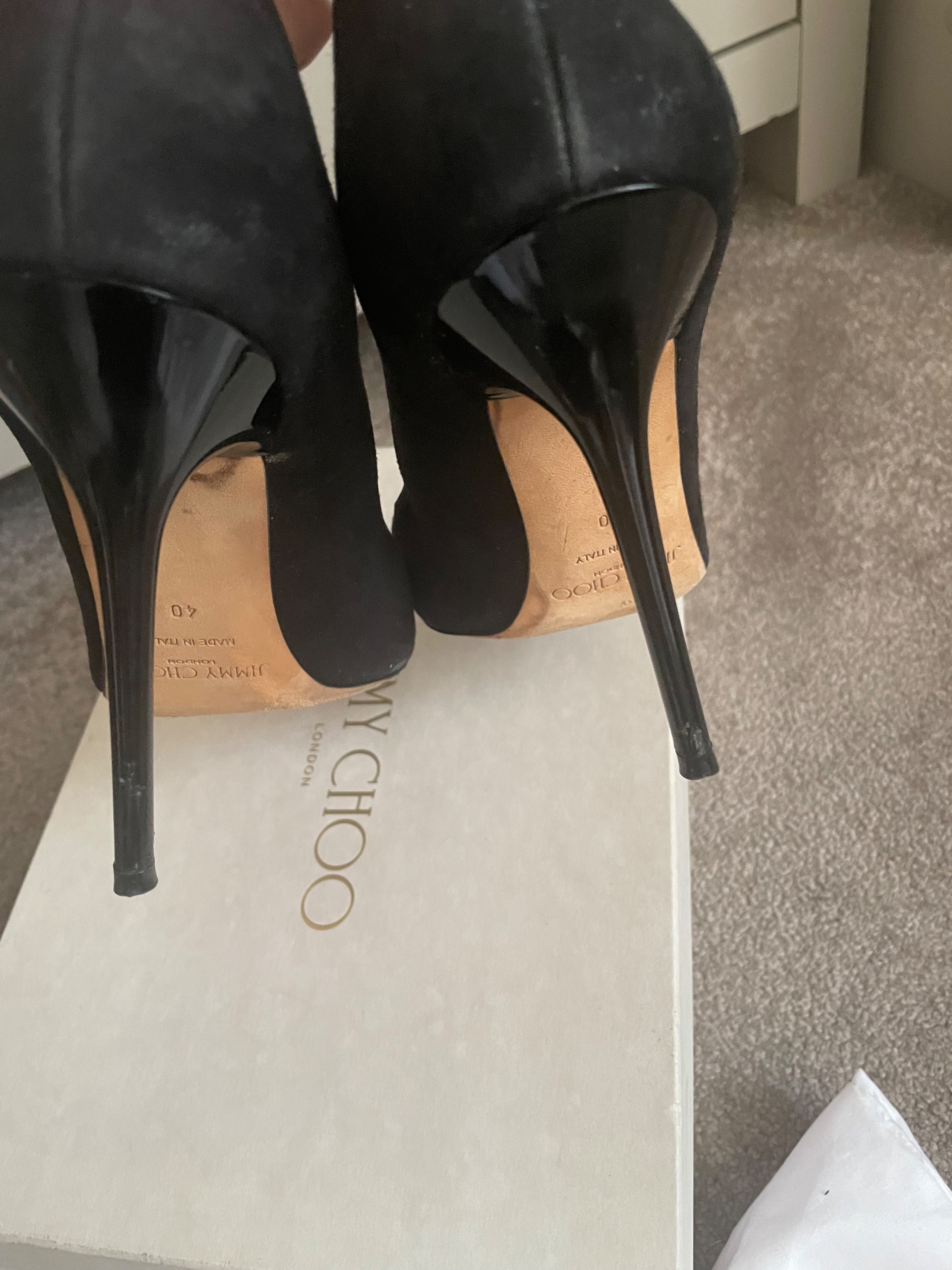 Preowned Jimmy Choo Black Suede Abel Heels Size 40