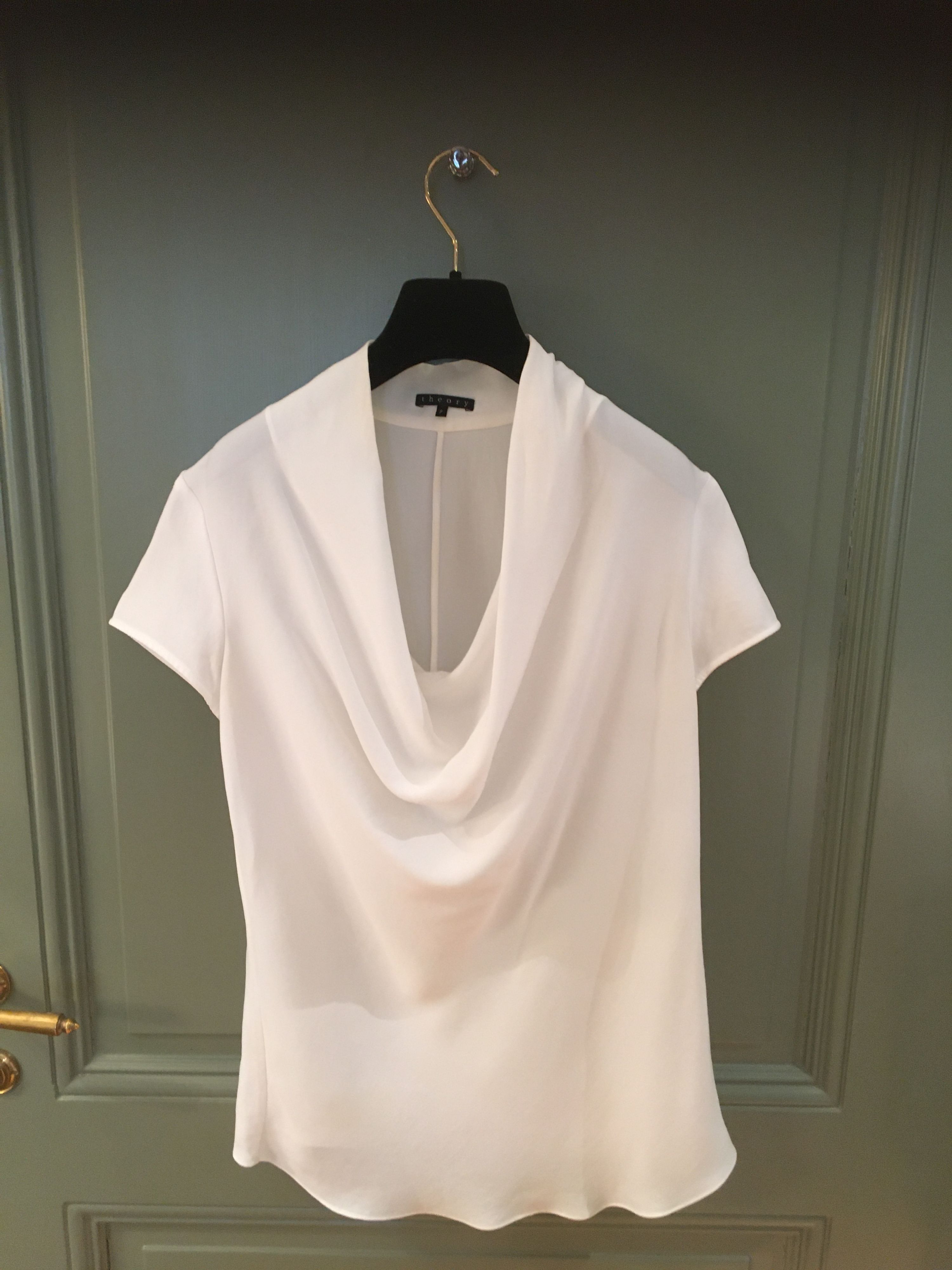 Preowned Theory White Cowl Neck Top Size S mixed