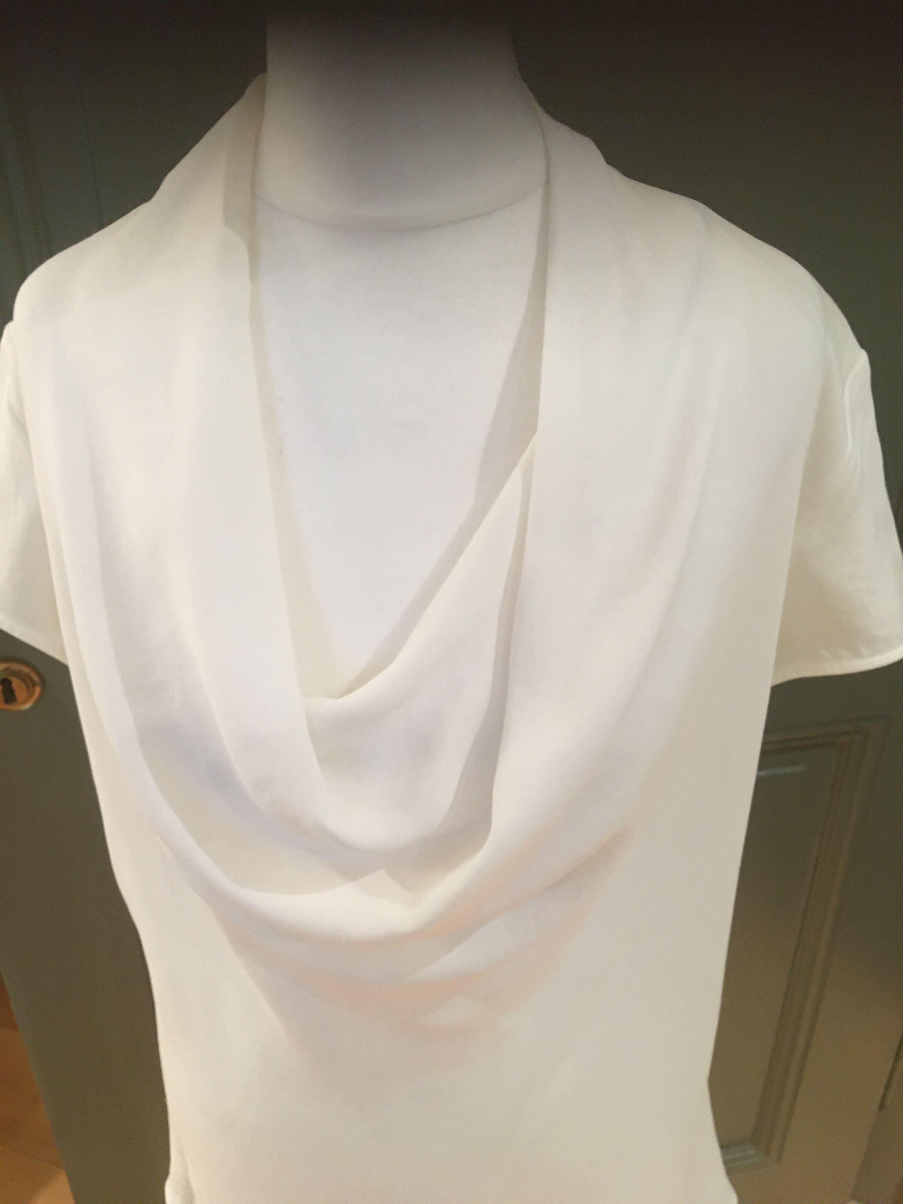 Preowned Theory White Cowl Neck Top Size S mixed