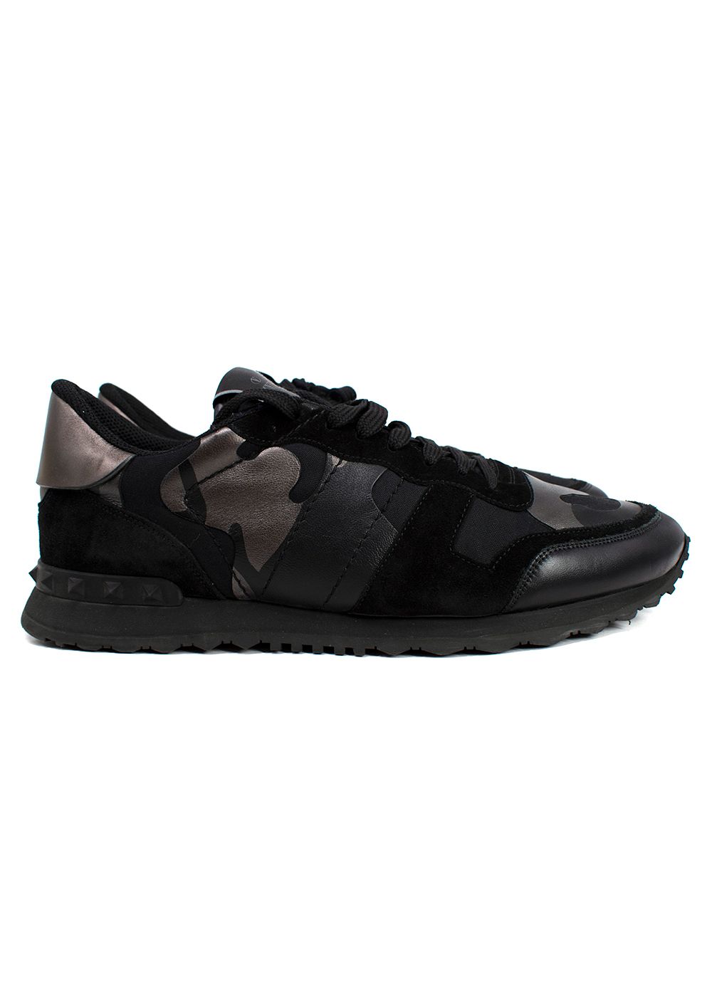 Valentino Black Rockrunner Camo Sneakers Size 45