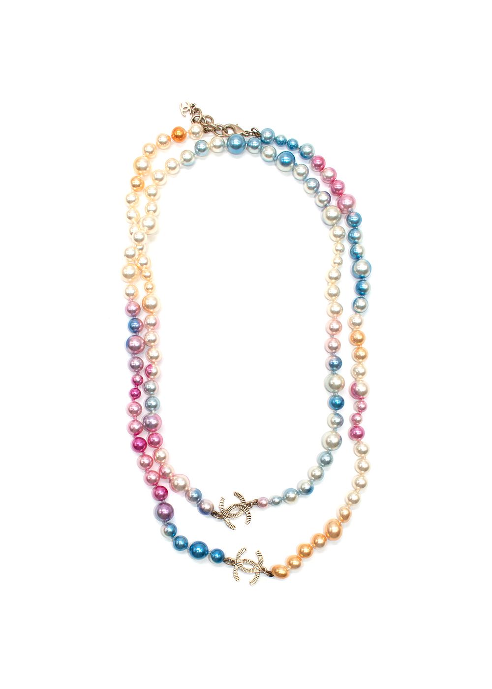 Preowned Chanel Multicoloured Faux Pearl CC Long Necklace Multicolour