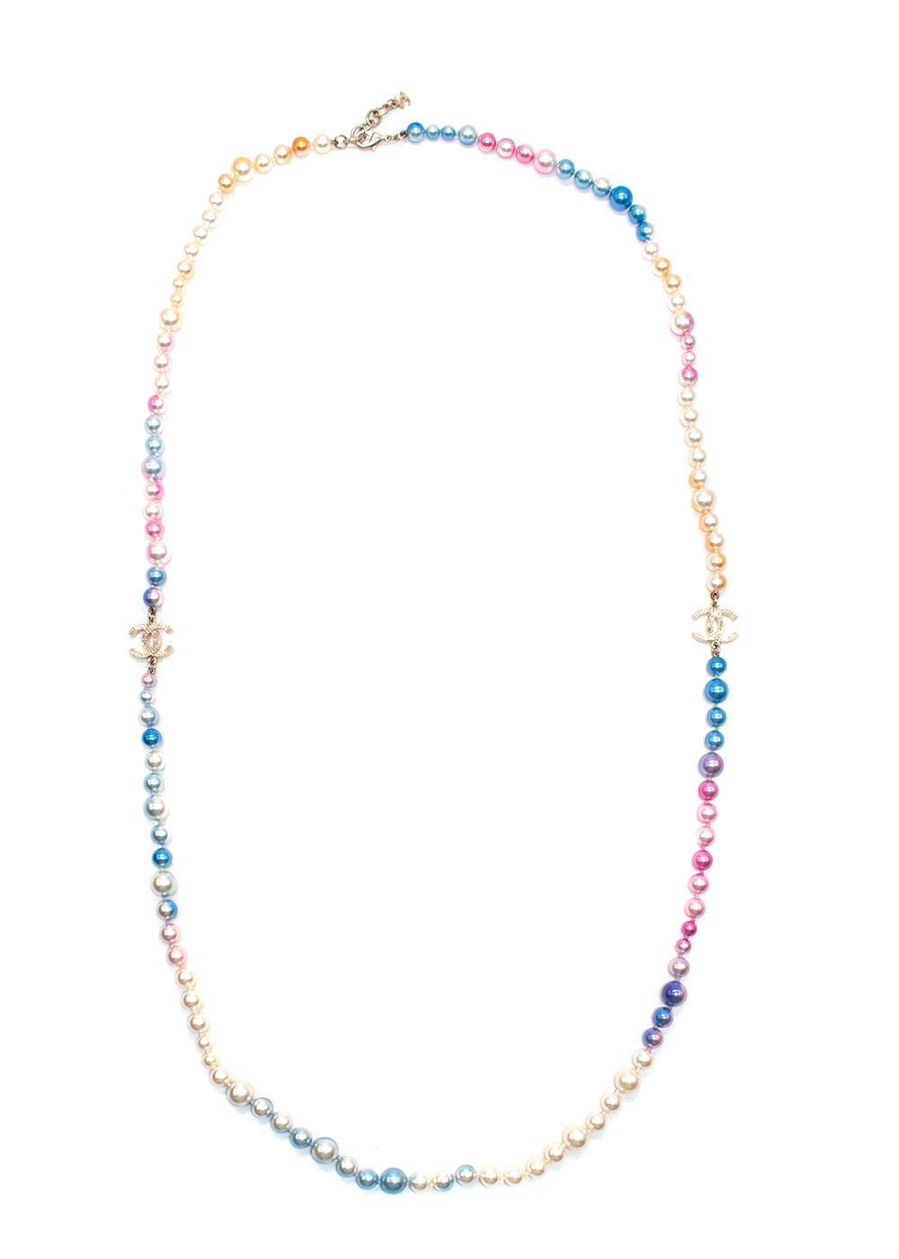 Preowned Chanel Multicoloured Faux Pearl CC Long Necklace Multicolour