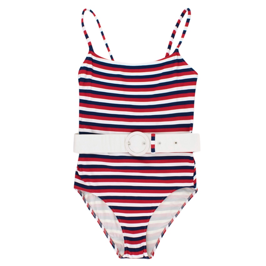 Solid  Striped The Nina Belted Swimsuit Size S Multi-Coloured / Stripes synthetic