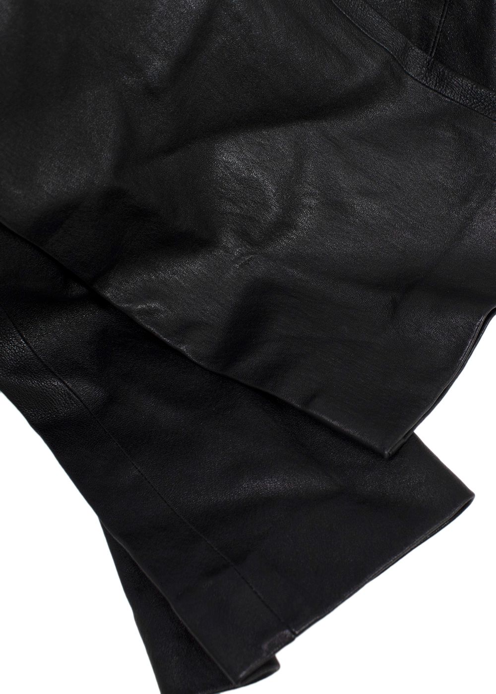 Preowned Theory Black Leather Straight Leg Trousers Size XXS