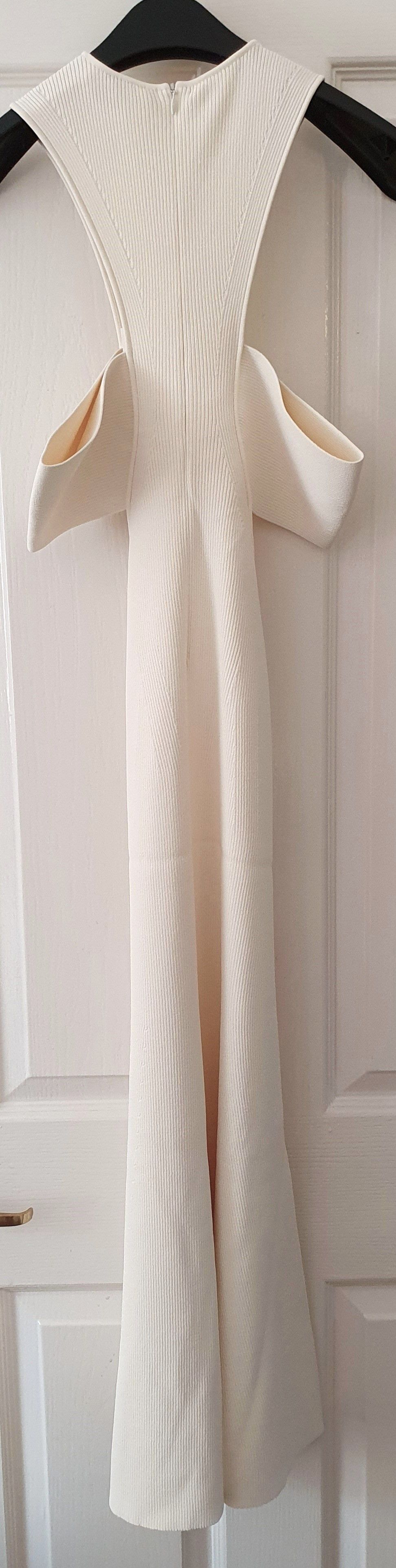 Alexander McQueen Cream Harness Ribbed Knit Midi Dress Size M Ivory viscose