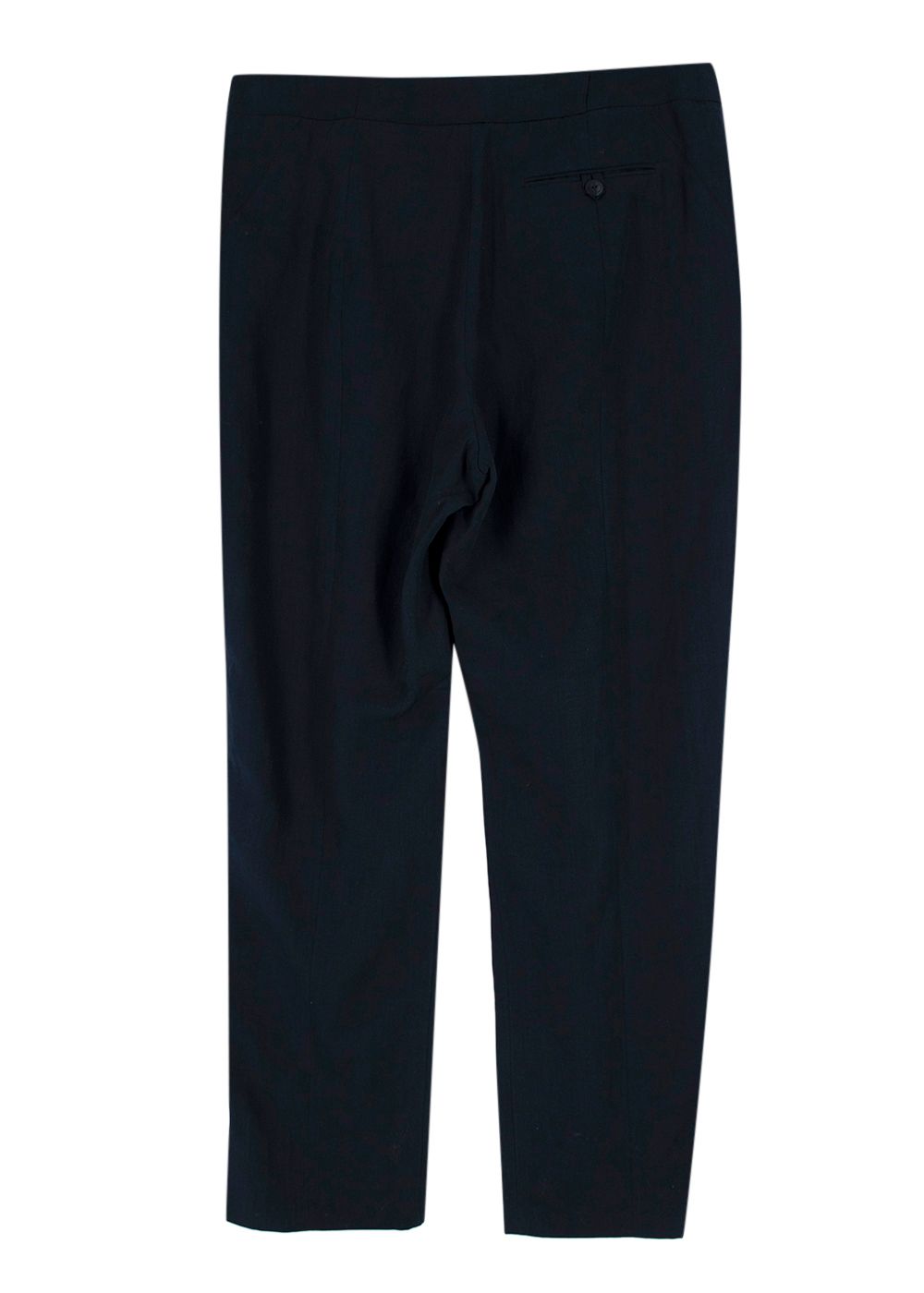 Preowned Giorgio Armarni Navy Linen  Trousers Size L