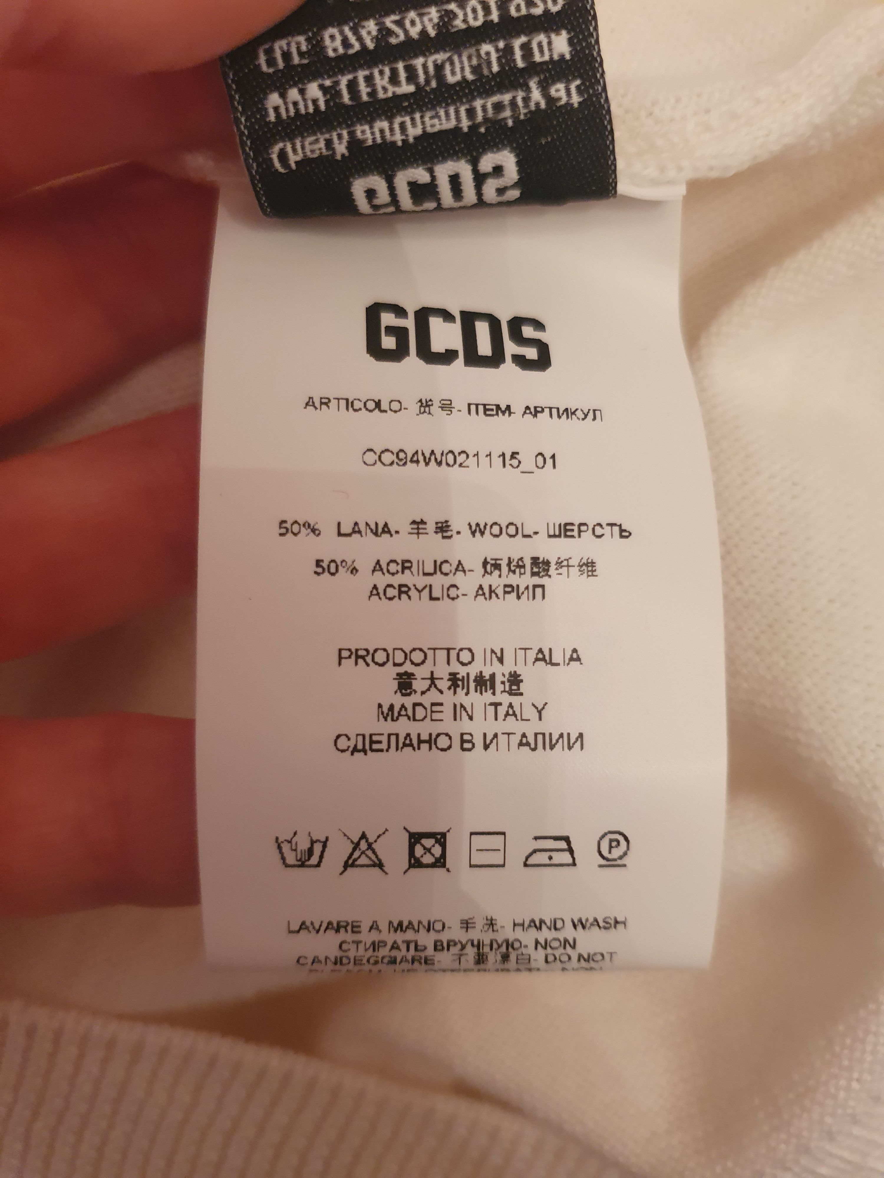 Preowned GCDS White Wool Blend Embroidered Jumper Size XS