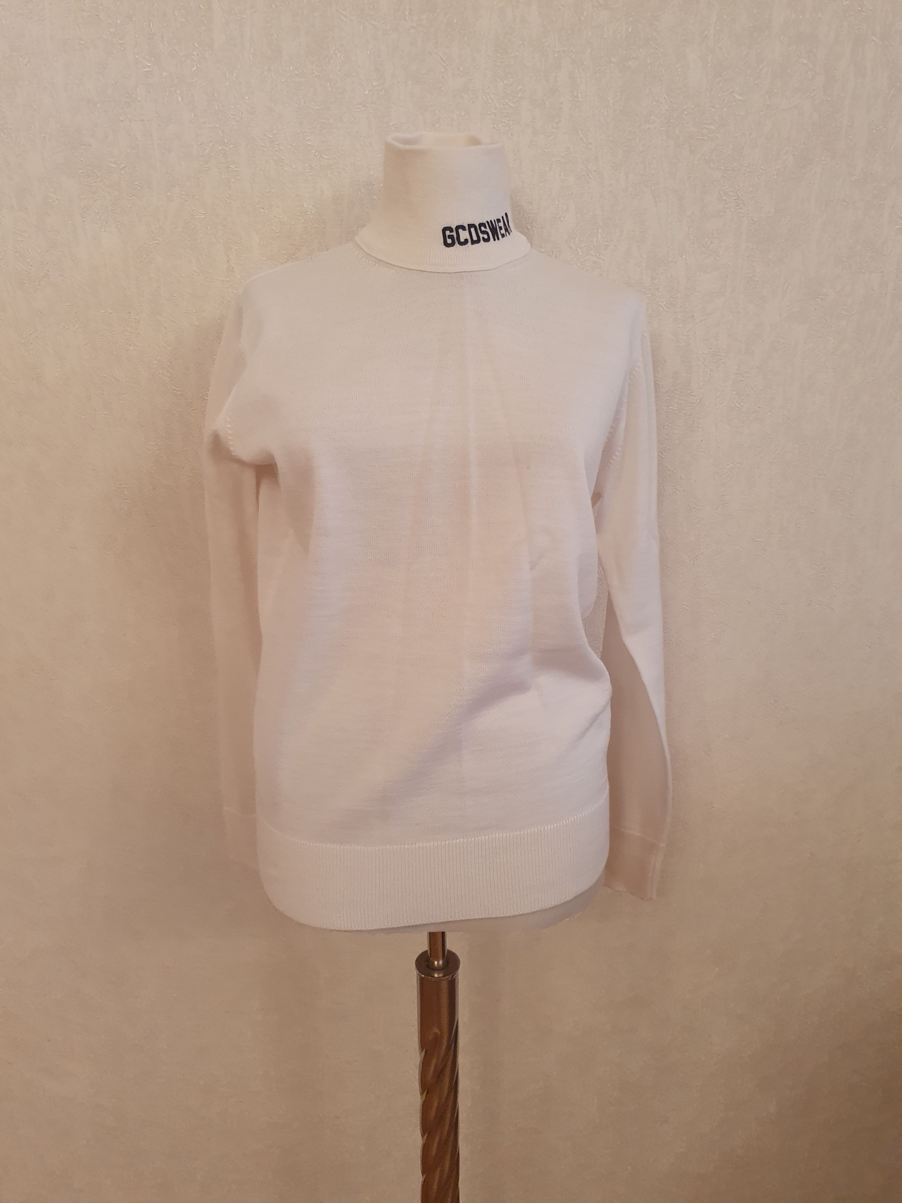 Preowned GCDS White Wool Blend Embroidered Jumper Size XS