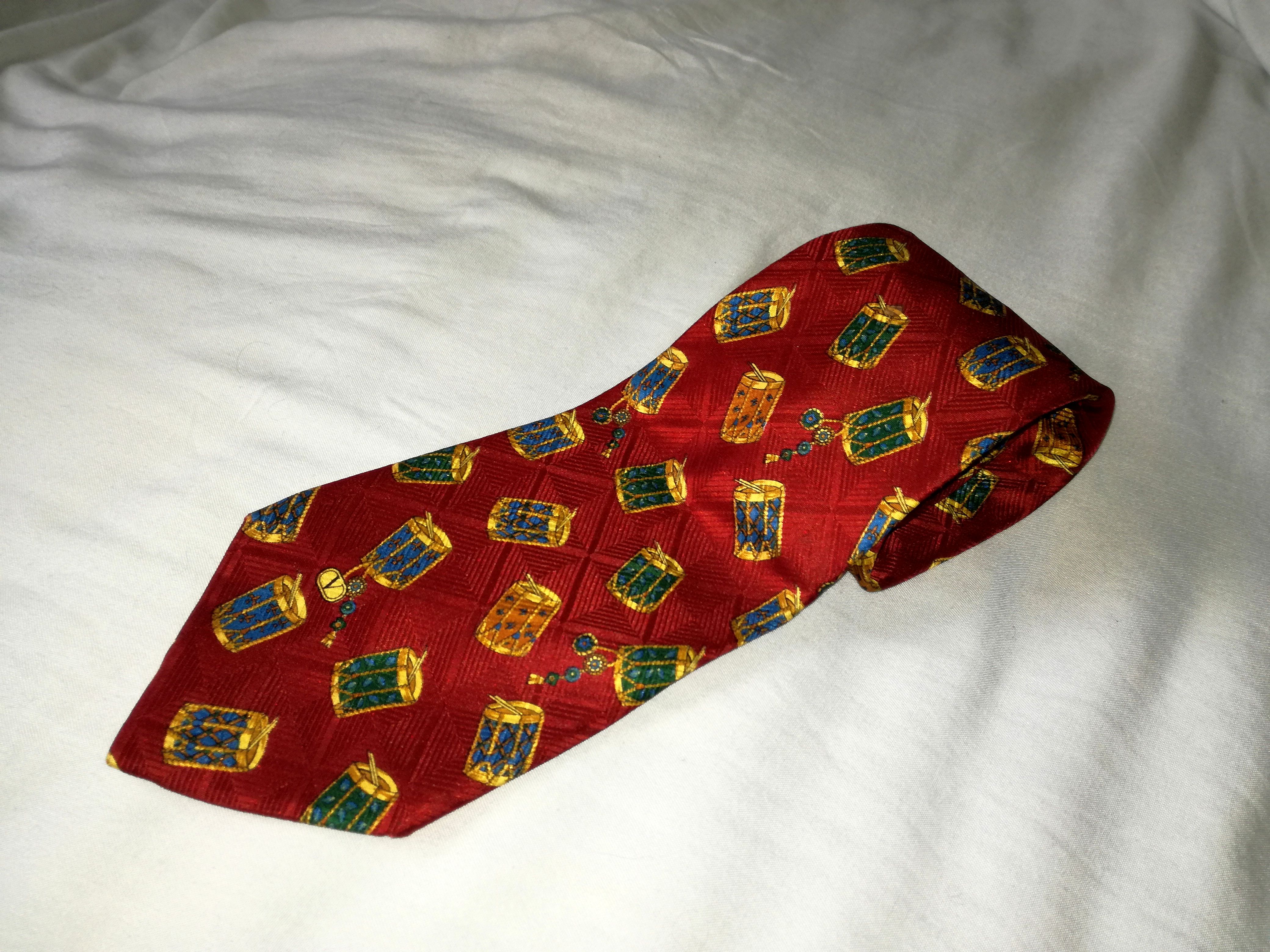 Men's Preowned Valentino Cravatte 6185 100% silk red neck tie Check