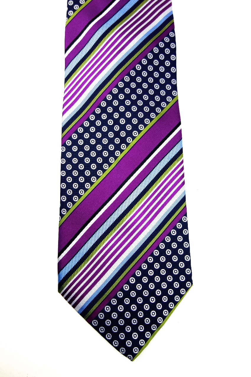 Men's Preowned Etro Purple Multi-Print Silk Tie Multi-Coloured / Stripes