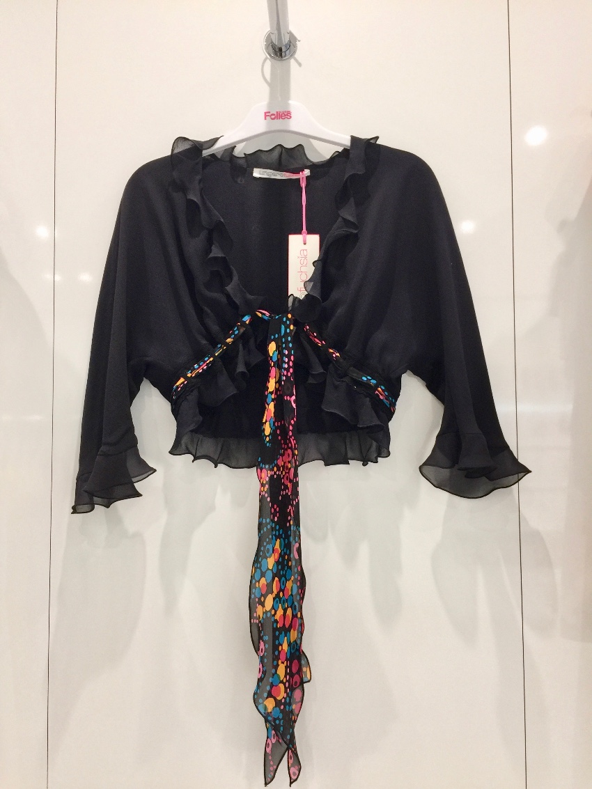 Ungaro Black Silk Ruffled Shrug Size S