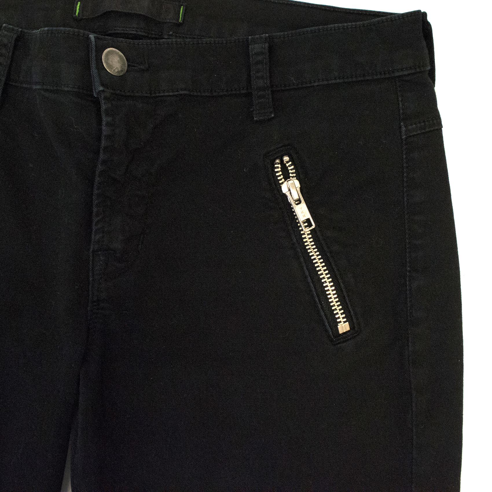 Preowned J Brand Black Carey Zip Moto Jeans Size 27/69 cotton