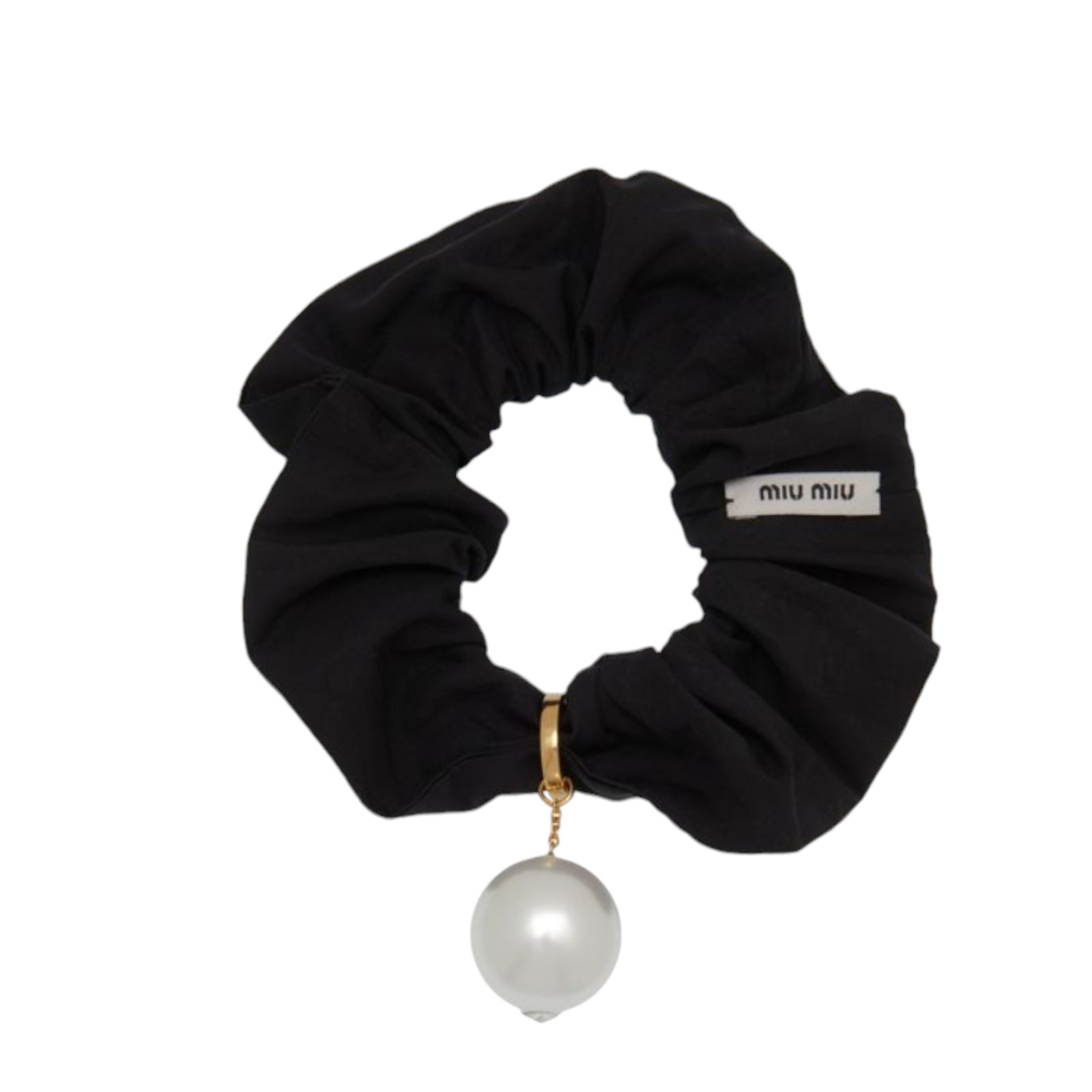 Preowned MiuMiu Black Scrunchie with Pearl Detail faux