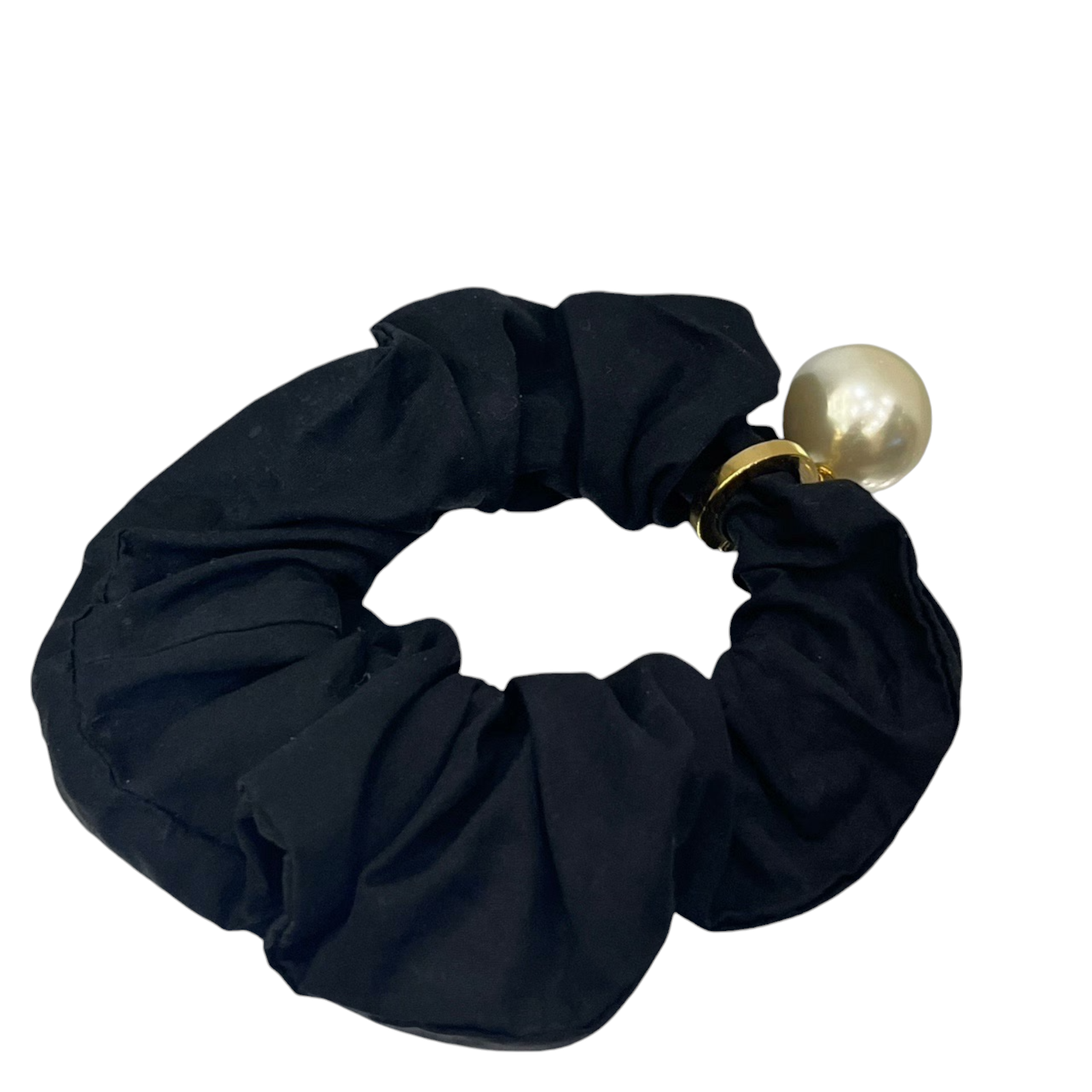 Preowned MiuMiu Black Scrunchie with Pearl Detail faux