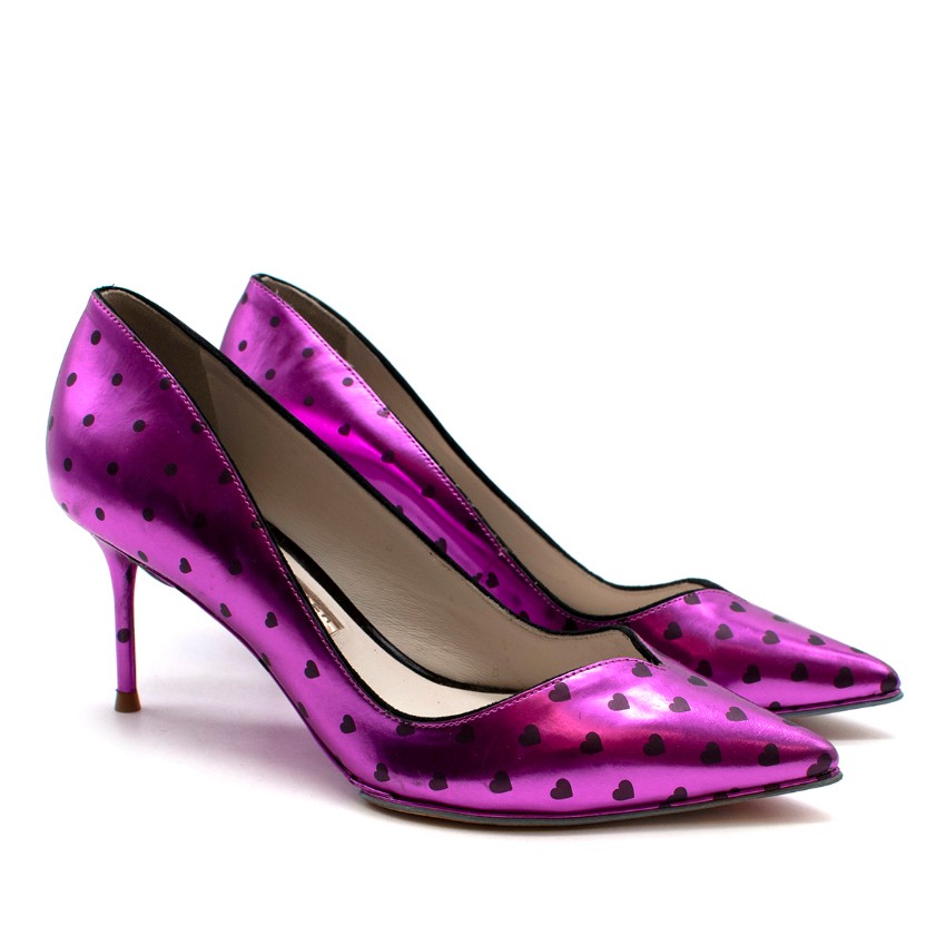 Sophia Webster Pink Heart Print Leather Pumps Size 365