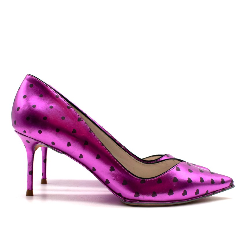 Sophia Webster Pink Heart Print Leather Pumps Size 365