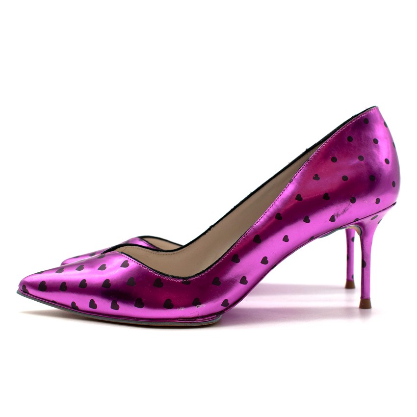 Sophia Webster Pink Heart Print Leather Pumps Size 365