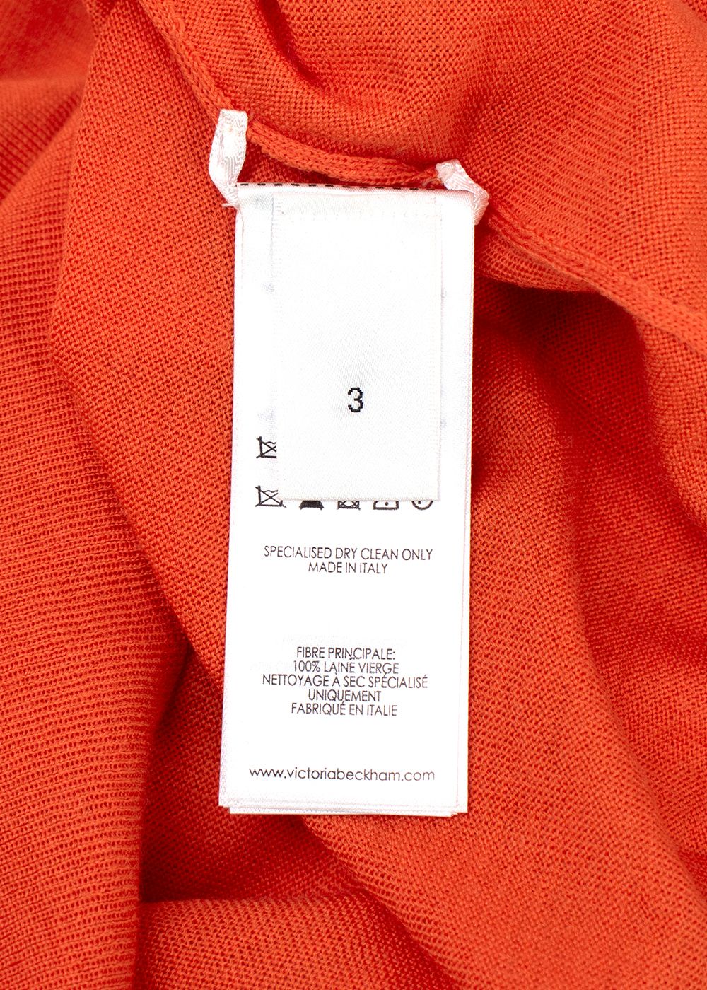 Victoria Beckham Orange Virgin Wool Jumper Size XS